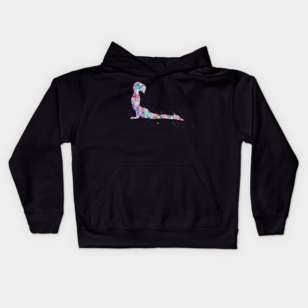 Yoga upward facing dog Kids Hoodie by Pickle-Lily